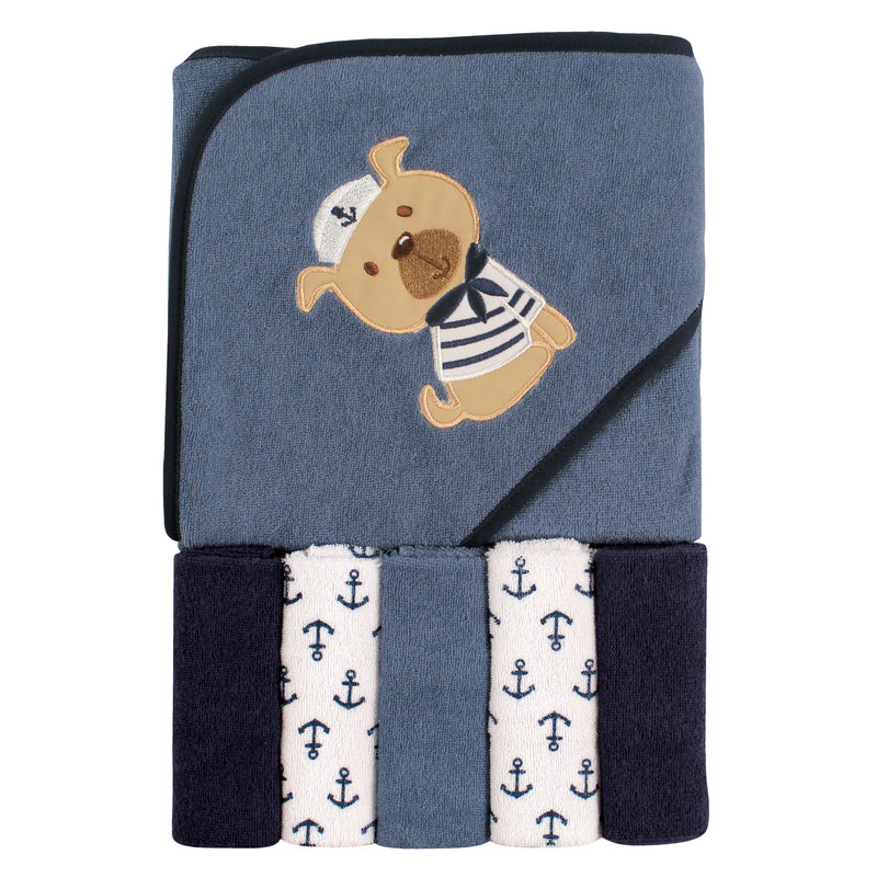 Luvable Friends Hooded Towel with Five Washcloths, Dog