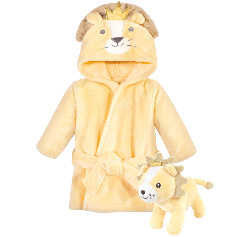Hudson Baby Plush Bathrobe and Toy Set, Royal Lion