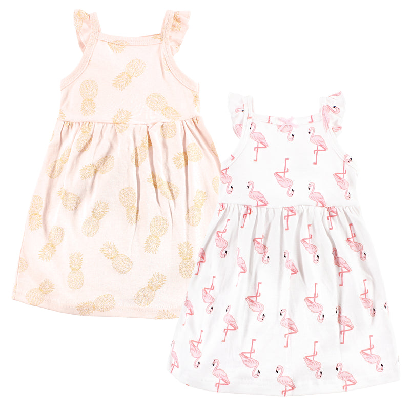 Hudson Baby Cotton Dresses, Flamingo Pineapple