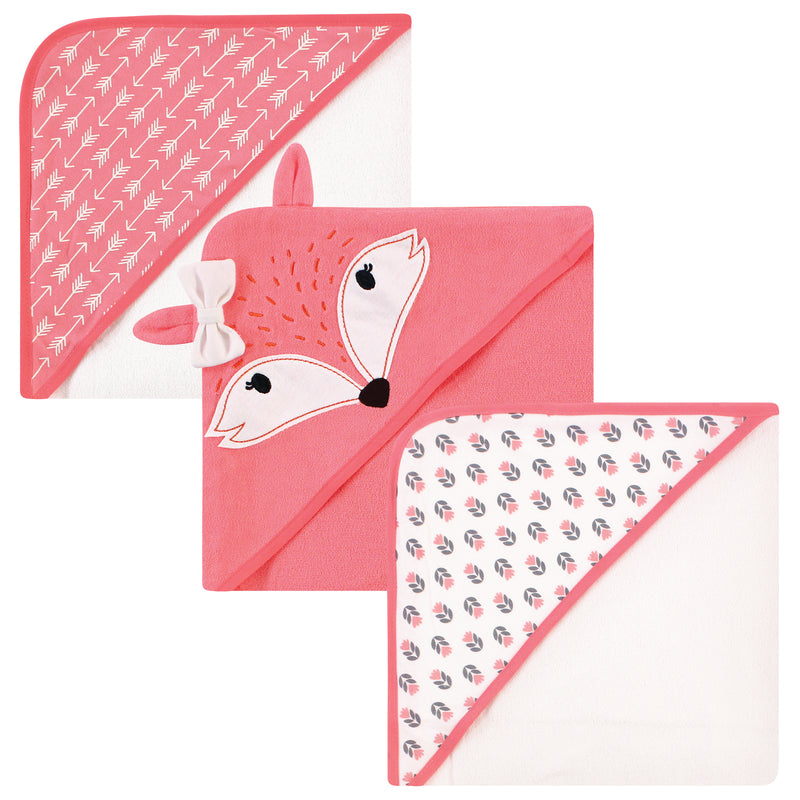 Hudson Baby Cotton Rich Hooded Towels, Girl Fox