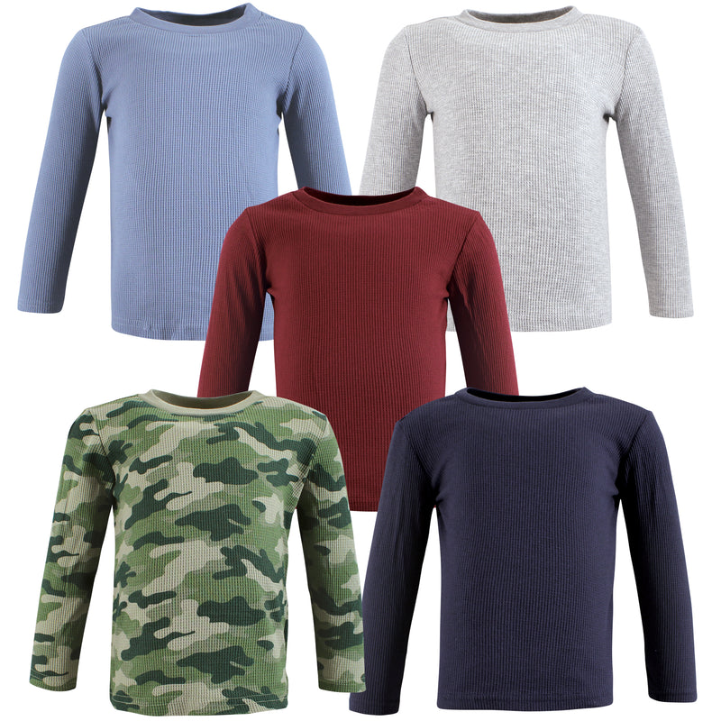 Hudson Baby Thermal Long Sleeve Tees 5pk, Basic Camo