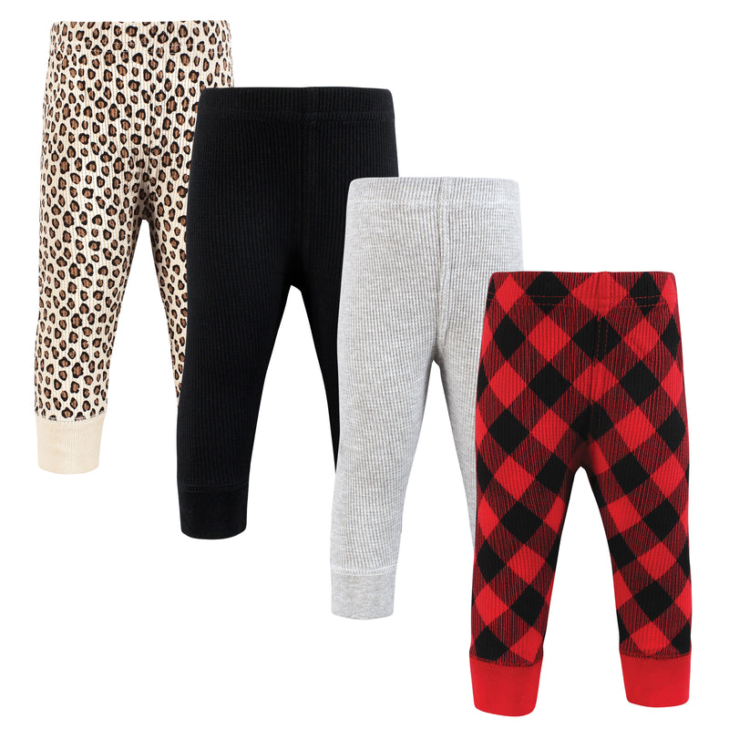 Hudson Baby Thermal Tapered Ankle Pants 4pk, Buffalo Plaid Leopard