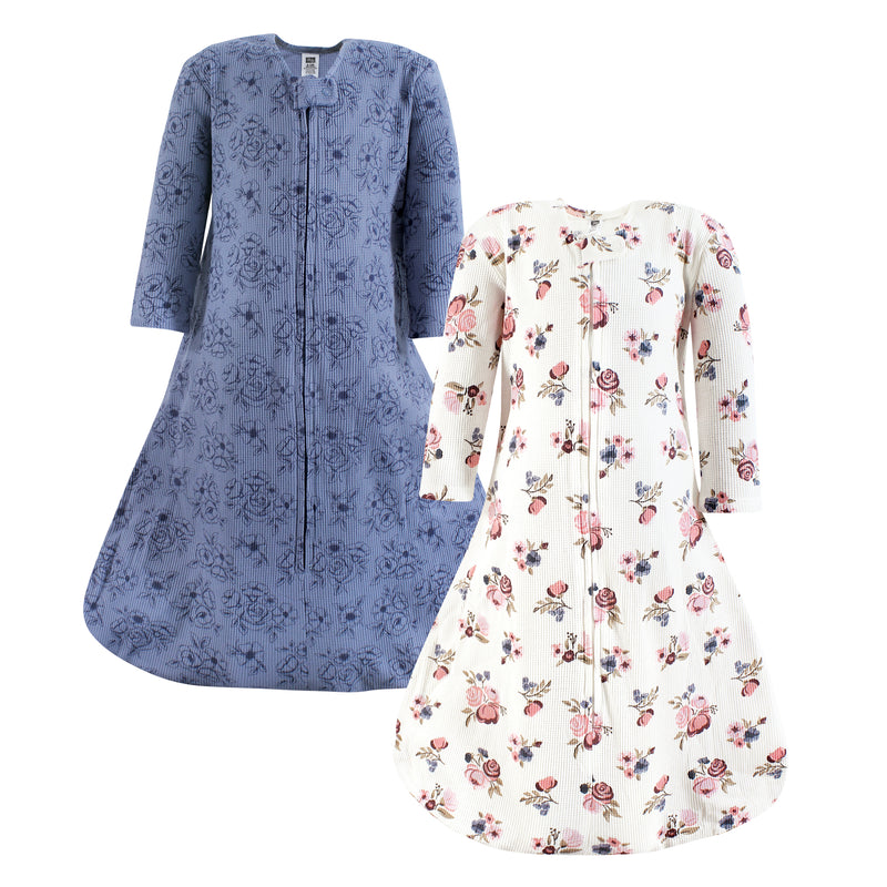 Hudson Baby Thermal Long Sleeve Sleeping Bag 2pk, Dusty Rose Floral