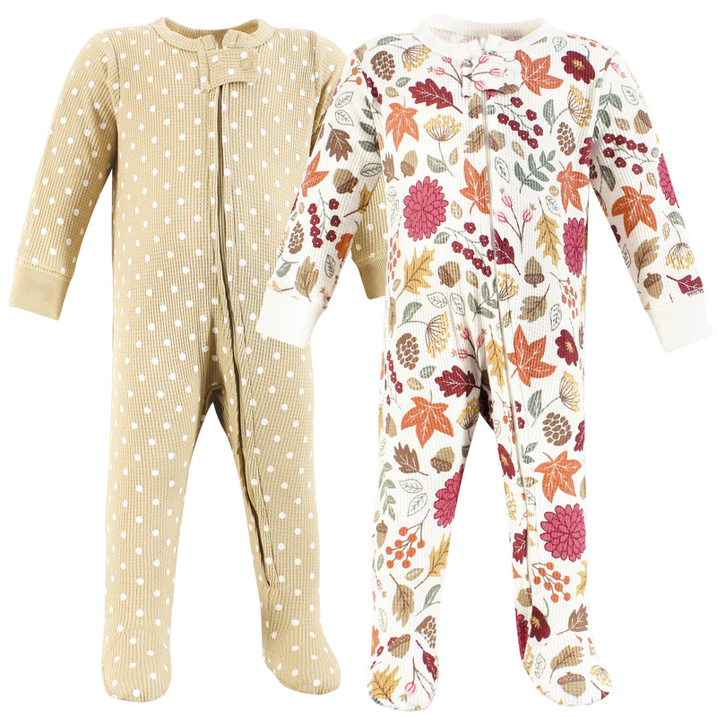 Hudson Baby Thermal Zipper Sleep and Play 2pk, Acorn Botanical