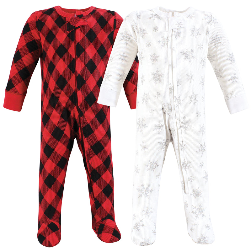 Hudson Baby Thermal Zipper Sleep and Play 2pk, Snowflake
