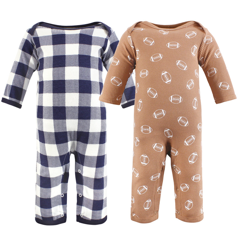 Hudson Baby Thermal Coveralls 2pk, Football