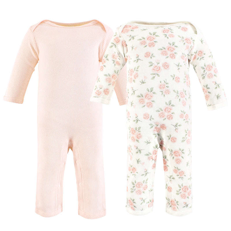 Hudson Baby Thermal Coveralls 2pk, Soft Pink Sage Rose