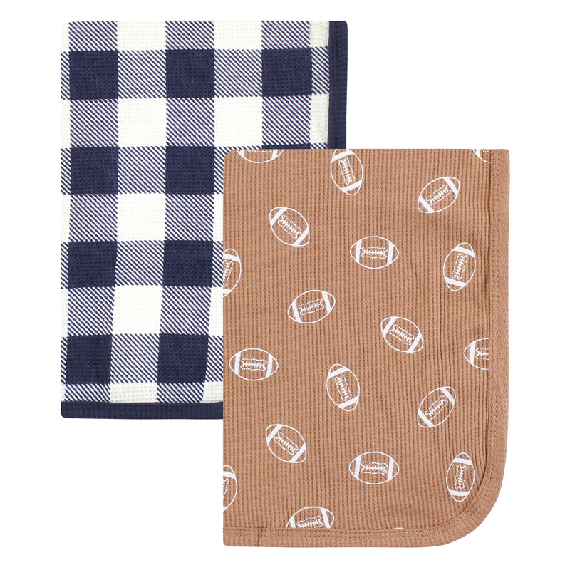 Hudson Baby Thermal Receiving Blanket 2pk, Football