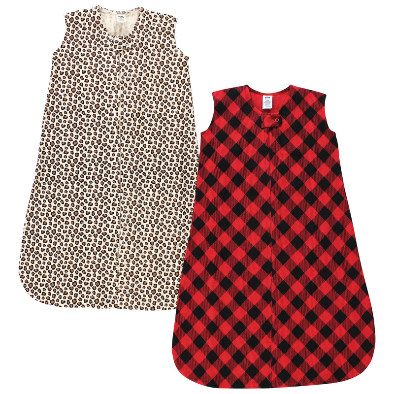 Hudson Baby Thermal Sleeveless Sleeping Bag 2pk, Buffalo Plaid Leopard
