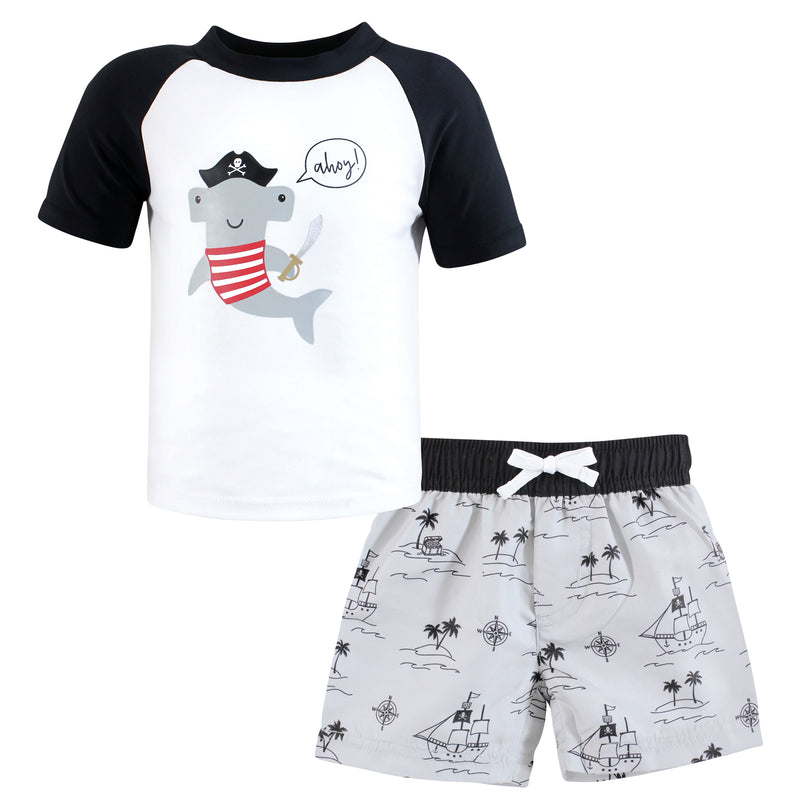 Hudson Baby Swim Rashguard Set, Pirate Shark