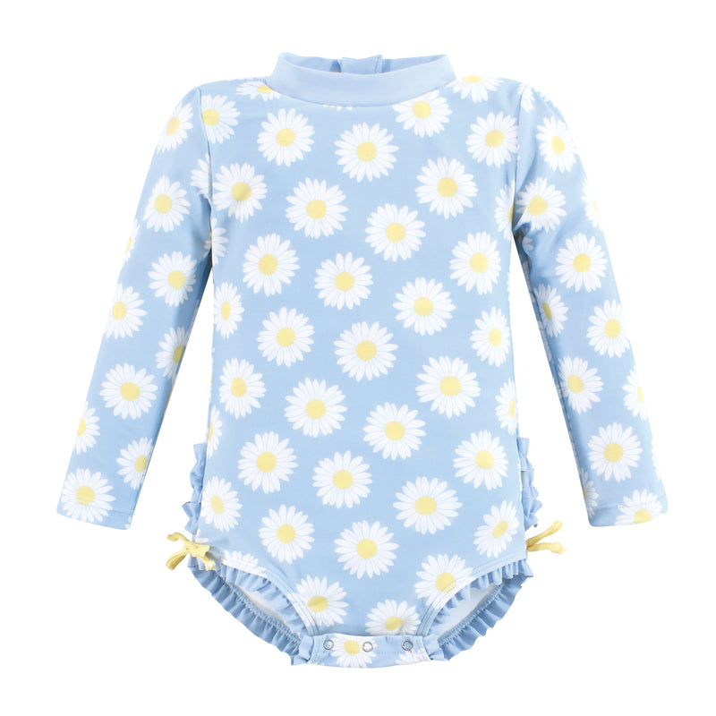 Hudson Baby Rashguard Swimsuit, Blue Daisy