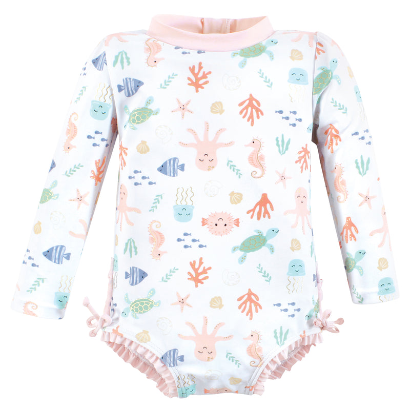 Hudson Baby Rashguard Toddler Swimsuit, Pastel Sea