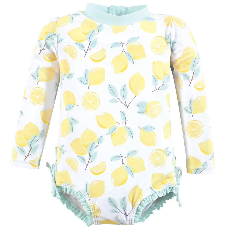 Hudson Baby Rashguard Toddler Swimsuit, Mint Lemons