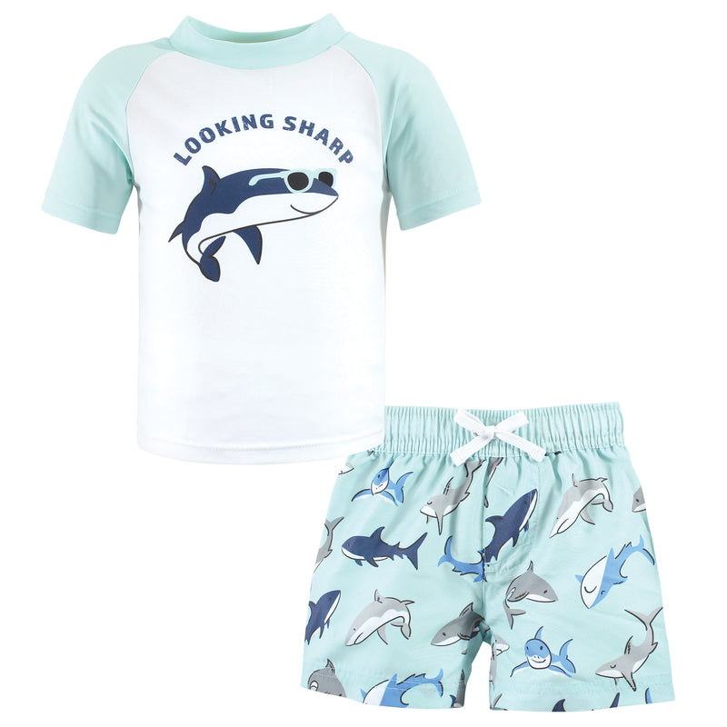 Hudson Baby Swim Rashguard Set, Looking Sharp Shark