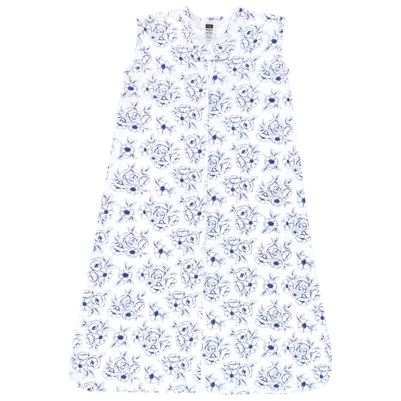 Hudson Baby Cotton Sleeveless Wearable Sleeping Bag, Sack, Blanket, Blue Toile