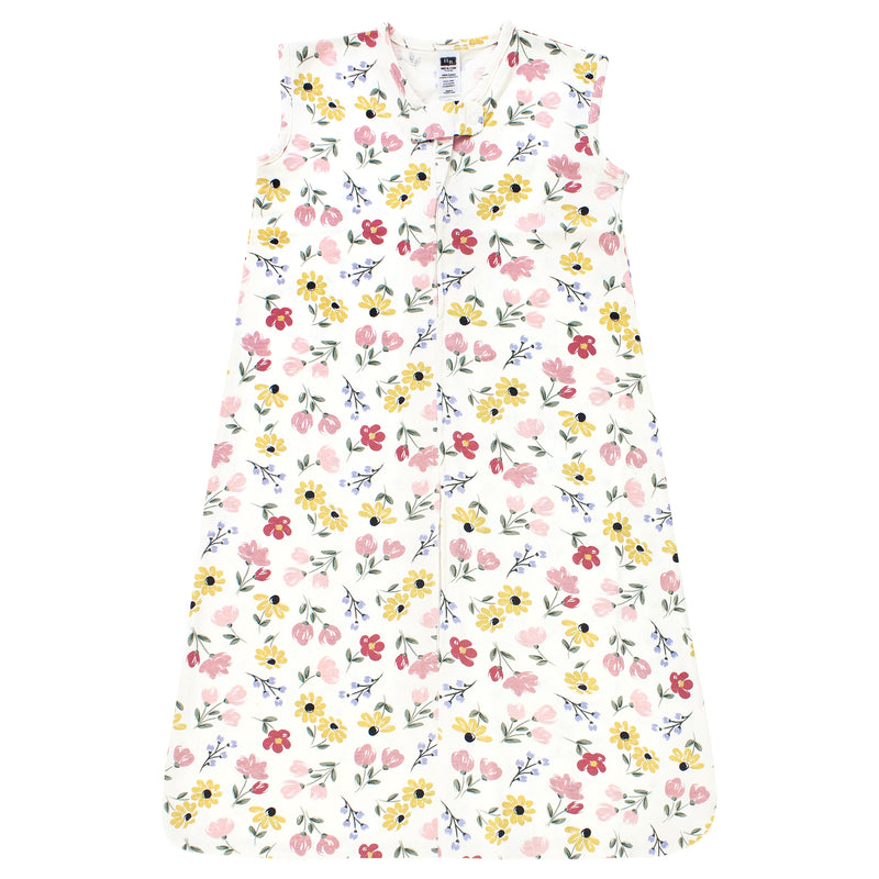 Hudson Baby Cotton Sleeveless Wearable Sleeping Bag, Sack, Blanket, Soft Painted Floral