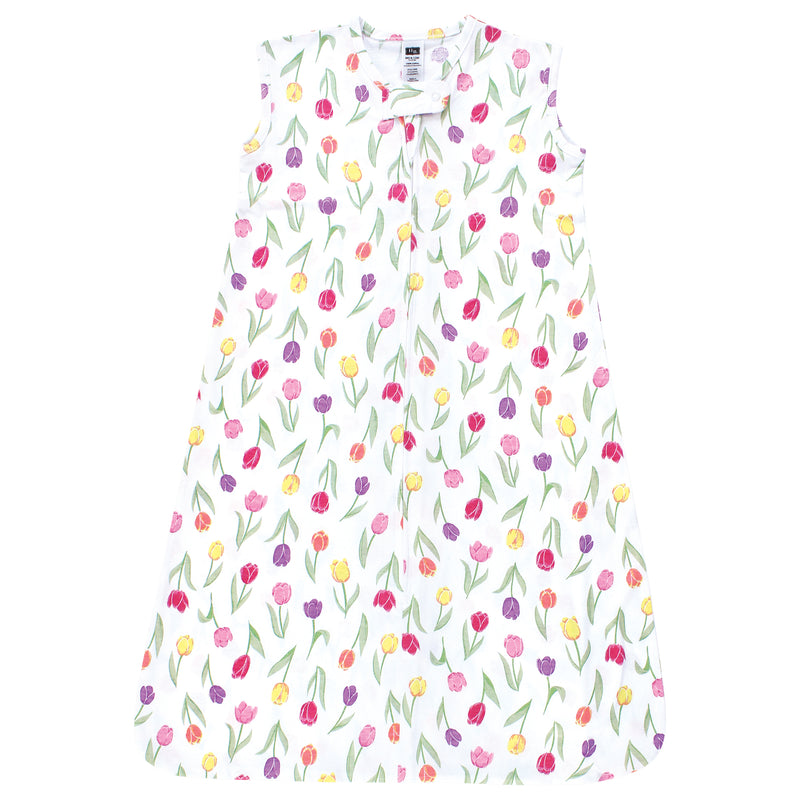 Hudson Baby Cotton Sleeveless Wearable Sleeping Bag, Sack, Blanket, Spring Tulips