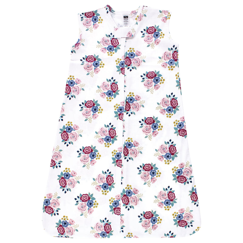 Hudson Baby Cotton Sleeveless Wearable Sleeping Bag, Sack, Blanket, Blush Navy Floral