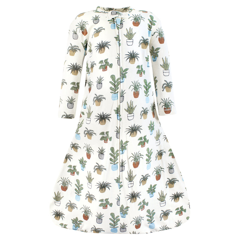 Hudson Baby Long Sleeve Cotton Jersey Sleeping Bag, Plants