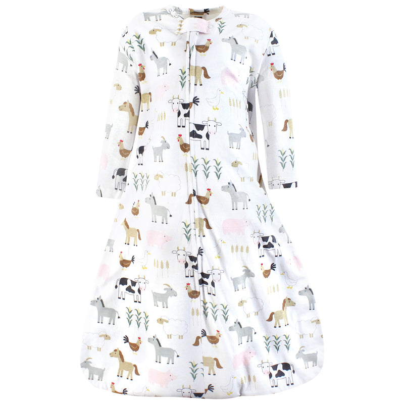 Hudson Baby Long Sleeve Cotton Jersey Sleeping Bag, Cute Farm