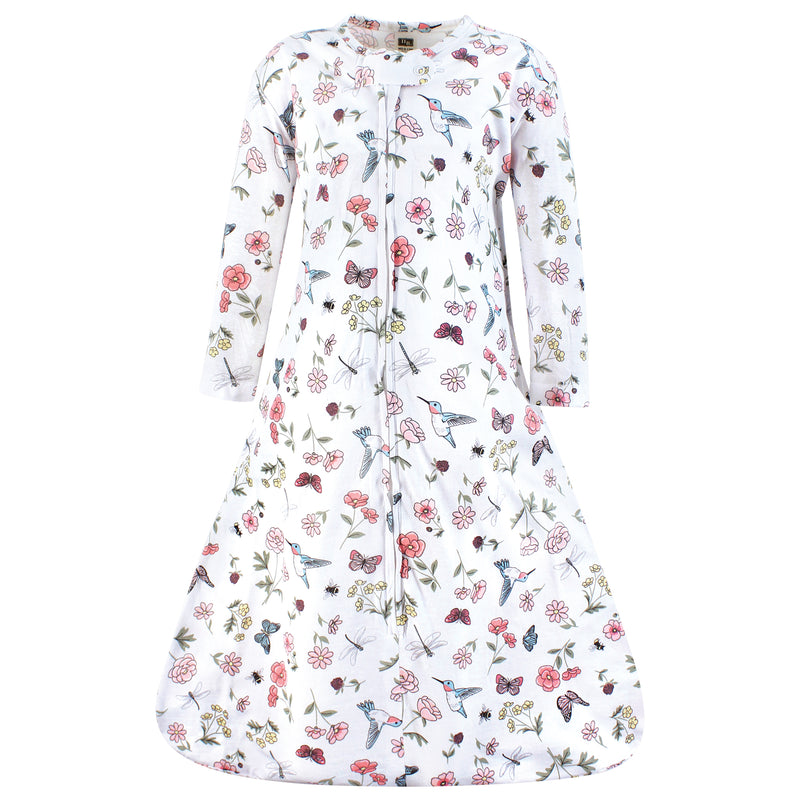 Hudson Baby Long Sleeve Cotton Jersey Sleeping Bag, Hummingbird Garden