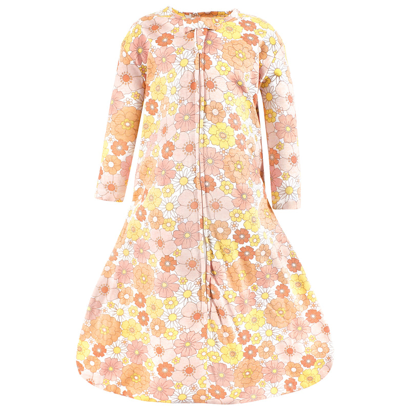 Hudson Baby Long Sleeve Cotton Jersey Sleeping Bag, Peace Love & Flowers