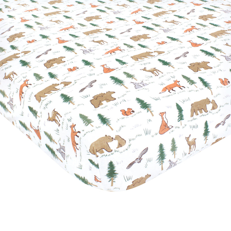 Hudson Baby Cotton Fitted Crib Sheet, Sweet Woodland