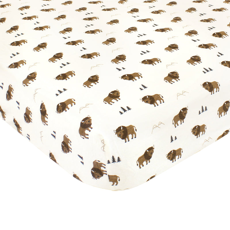 Hudson Baby Cotton Fitted Crib Sheet, Wild Buffalo