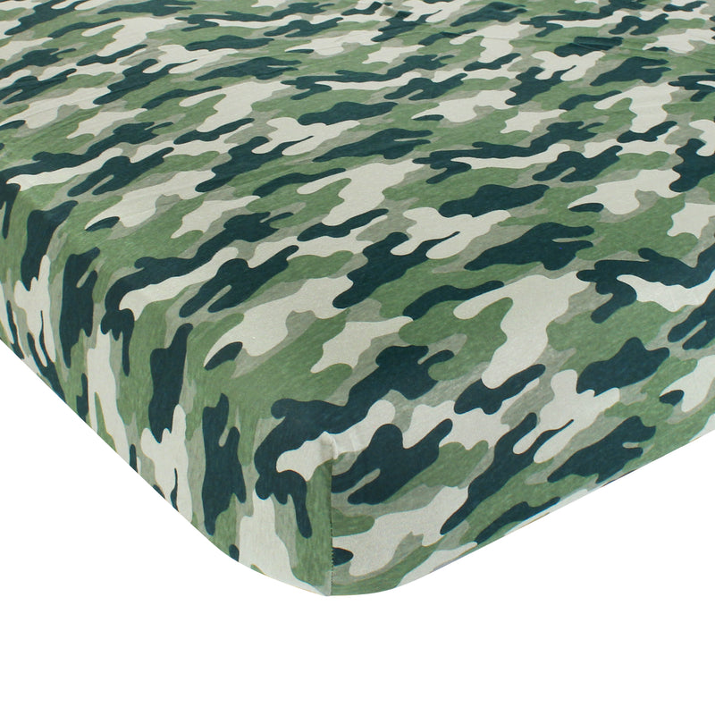 Hudson Baby Cotton Fitted Crib Sheet, Camo