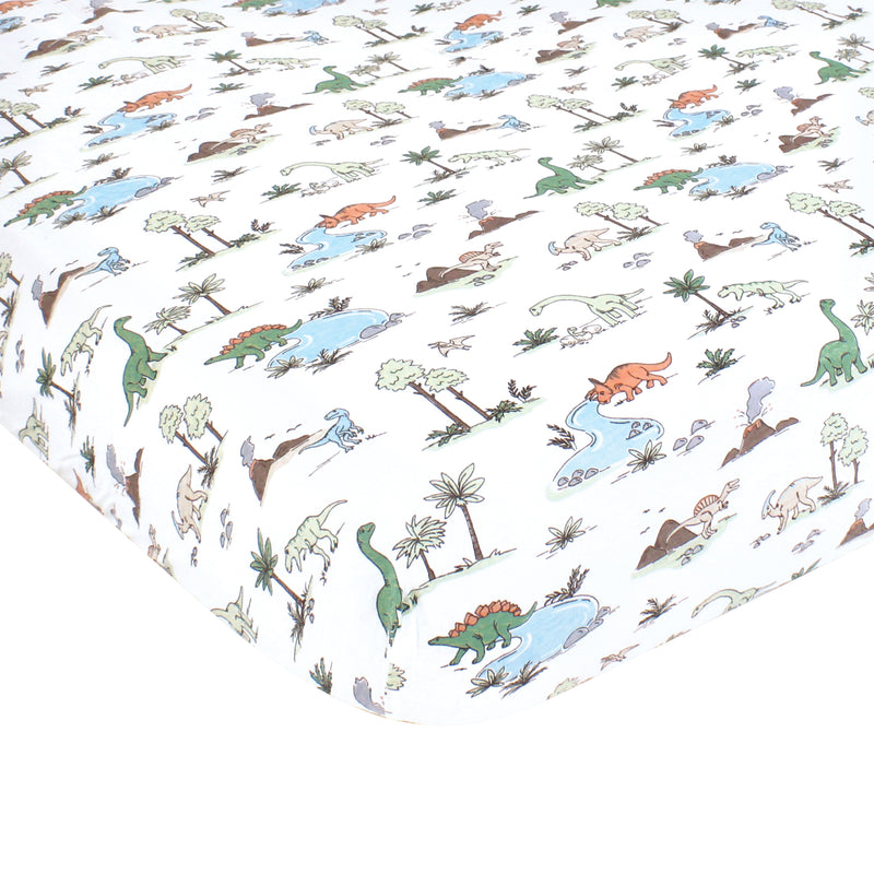 Hudson Baby Cotton Fitted Crib Sheet, Dinosaur Adventures