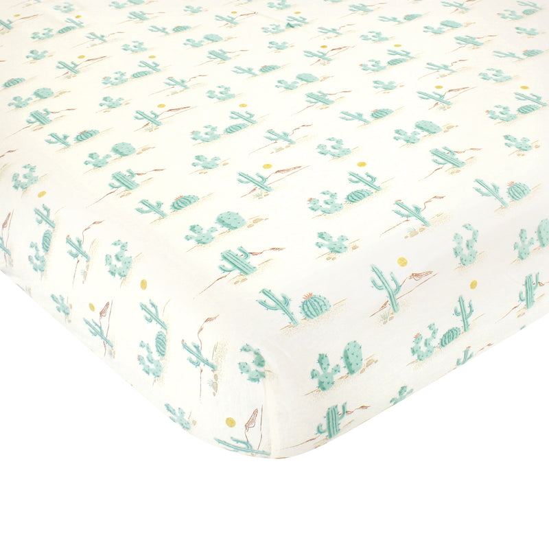 Hudson Baby Cotton Fitted Crib Sheet, Desert Cactus