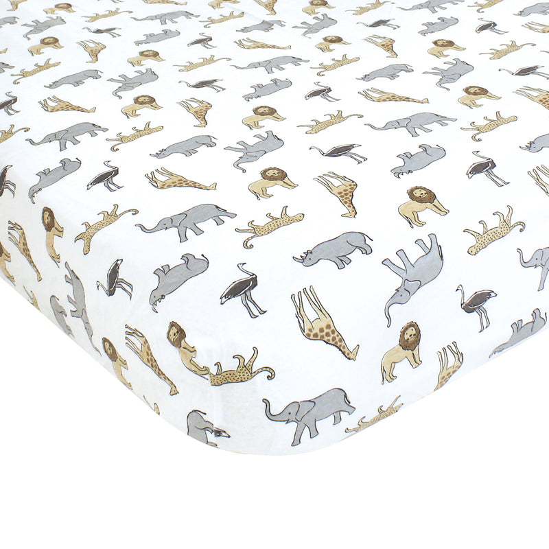 Hudson Baby Cotton Fitted Crib Sheet, Modern Safari