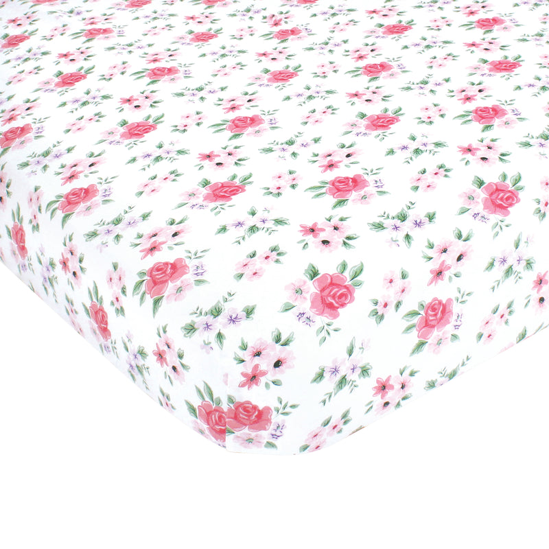 Hudson Baby Cotton Fitted Crib Sheet, Vintage Floral