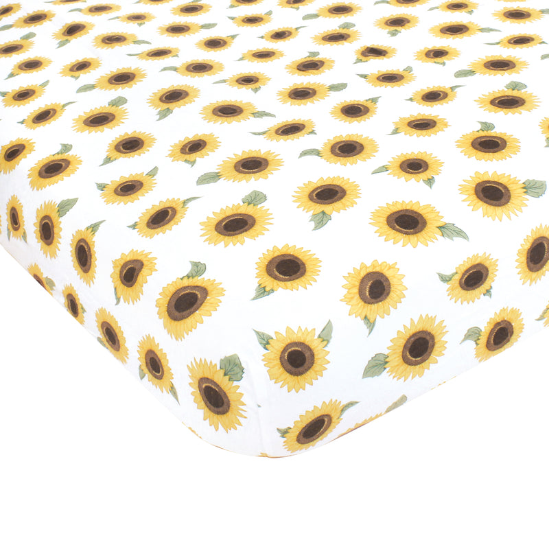 Hudson Baby Cotton Fitted Crib Sheet, Sunflower
