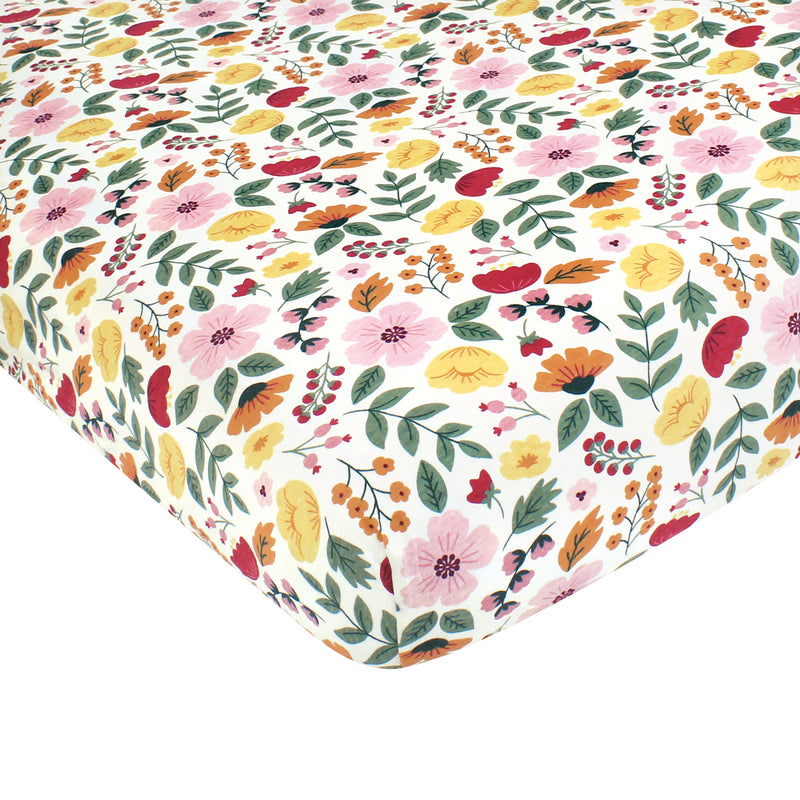 Hudson Baby Cotton Fitted Crib Sheet, Fall Botanical