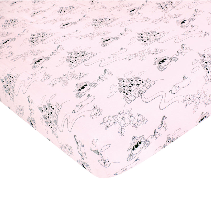 Hudson Baby Cotton Fitted Crib Sheet, Fairytale Princess