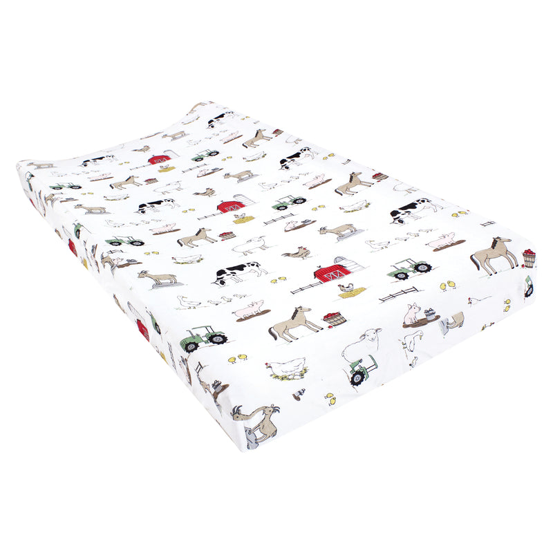Hudson Baby Cotton Changing Pad Cover, Farm