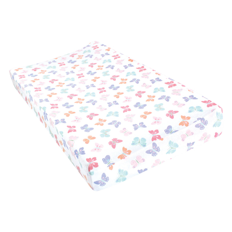 Hudson Baby Cotton Changing Pad Cover, Pastel Butterfly