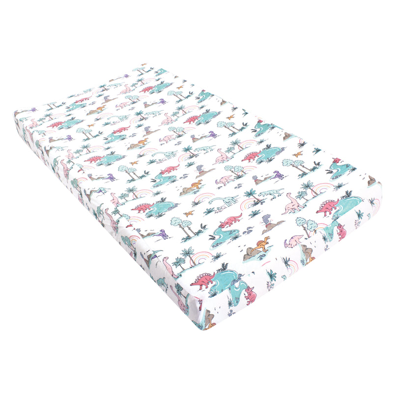 Hudson Baby Changing Pad Cover, Pink Dinosaur Adventures