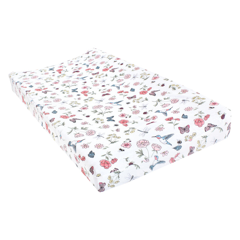 Hudson Baby Cotton Changing Pad Cover, Hummingbird Garden