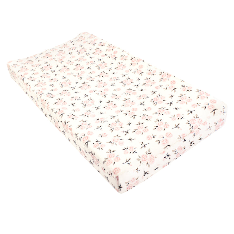 Hudson Baby Changing Pad Cover, Neutral Pink Floral