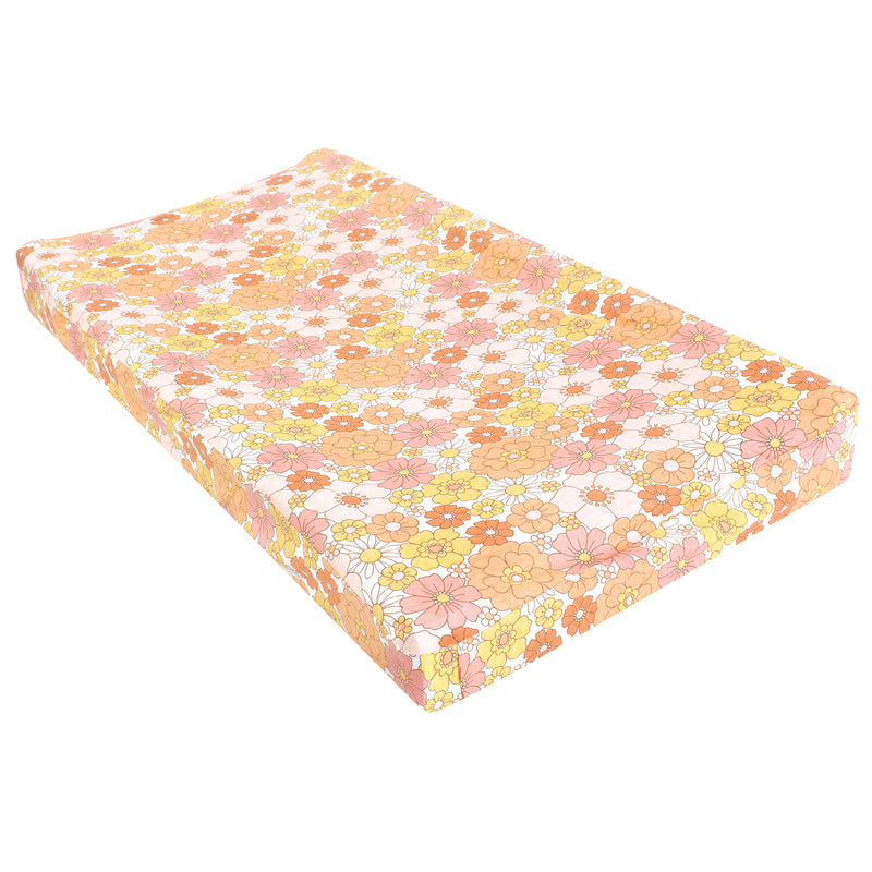 Hudson Baby Changing Pad Cover, Peace Love Flowers