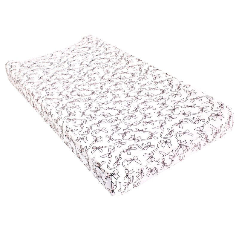 Hudson Baby Changing Pad Cover, Pink Bows