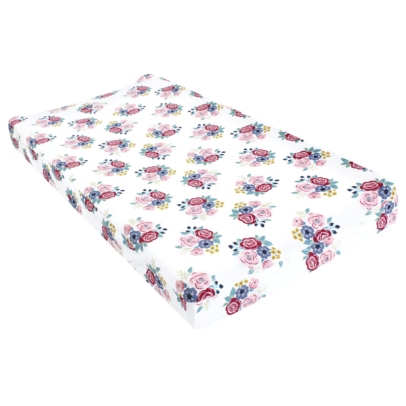 Hudson Baby Changing Pad Cover, Blush Navy Floral