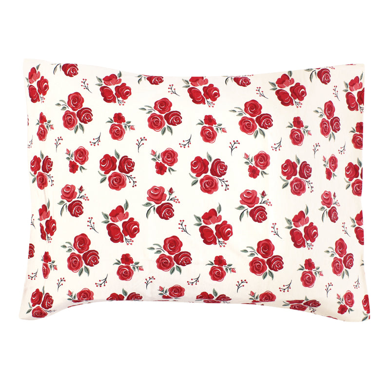 Hudson Baby Cotton Toddler Pillow Case, Red Rose