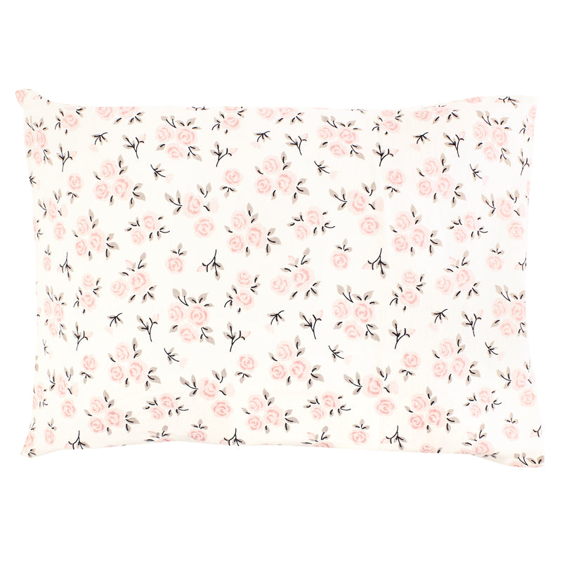 Hudson Baby Cotton Toddler Pillow Case, Neutral Pink Floral