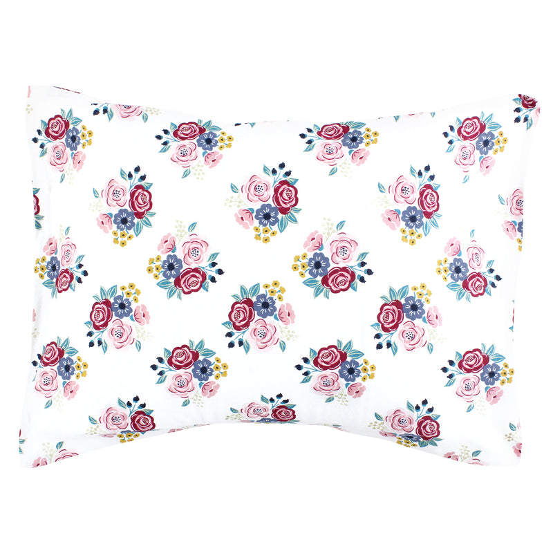 Hudson Baby Cotton Toddler Pillow Case, Blush Navy Floral