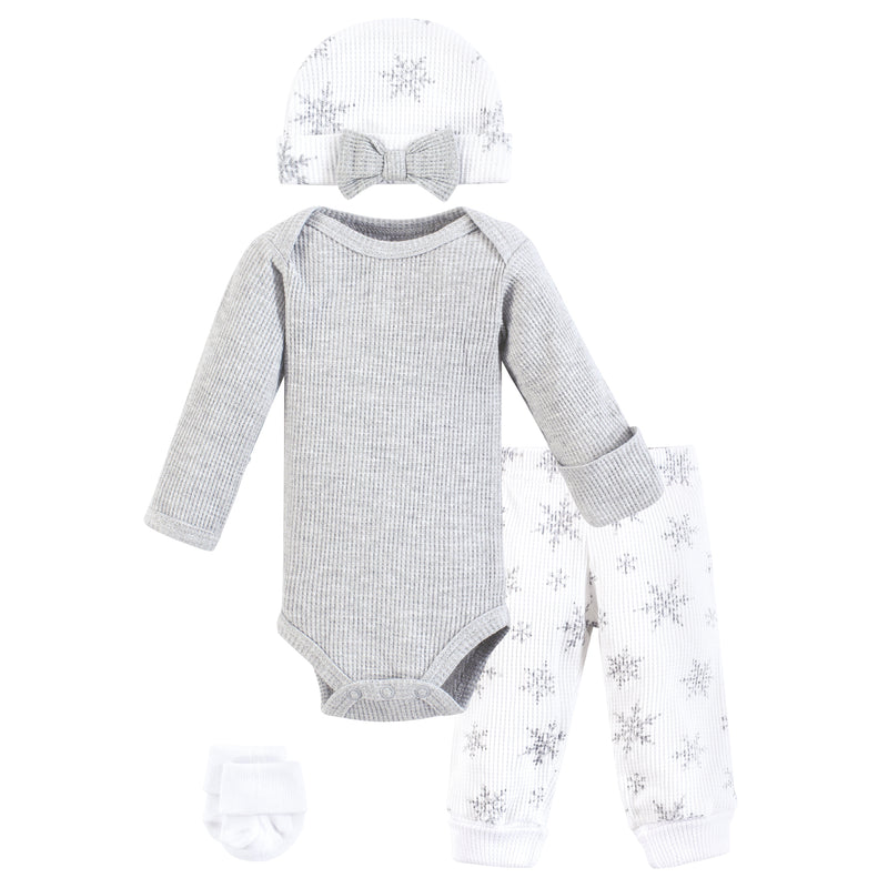 Hudson Baby Thermal Preemie Layette Set 4pc, Snowflake Long Sleeve