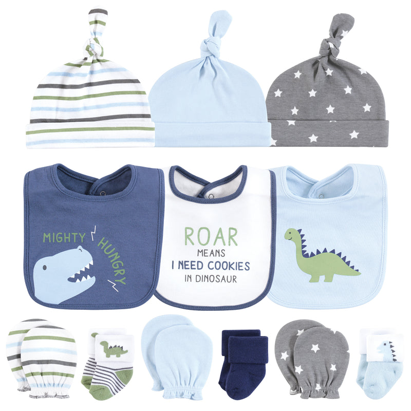 Hudson Baby Caps or Headbands, Bibs, Mittens and Socks 12pc Set, Dinosaur