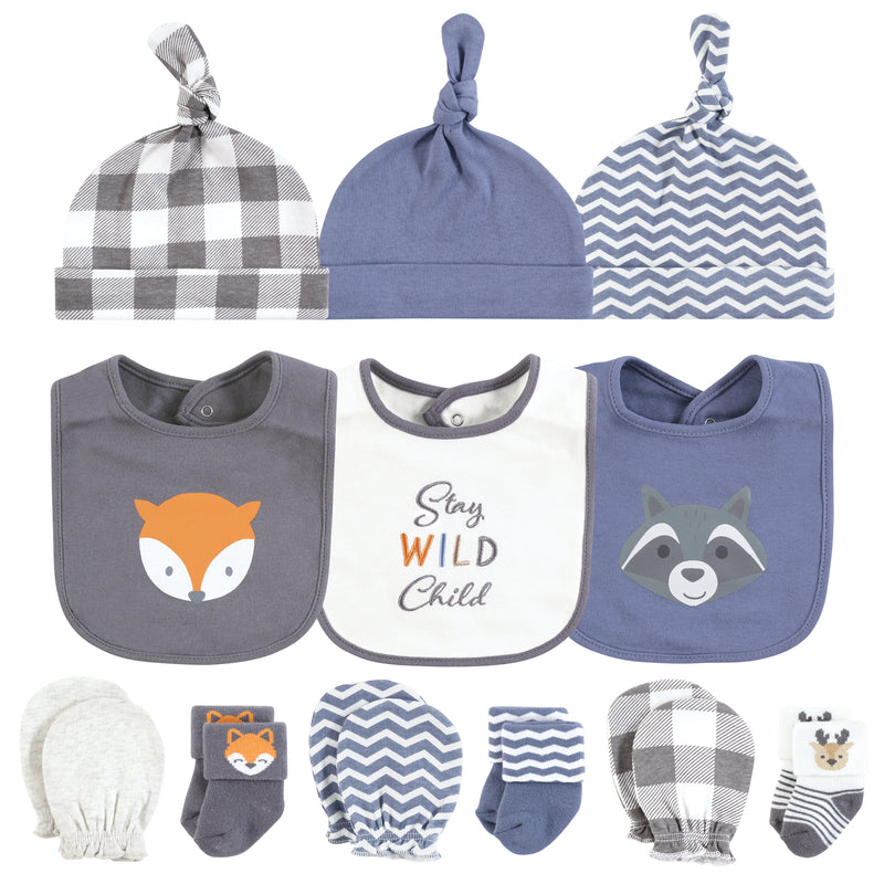 Hudson Baby Caps or Headbands, Bibs, Mittens and Socks 12pc Set, Woodland